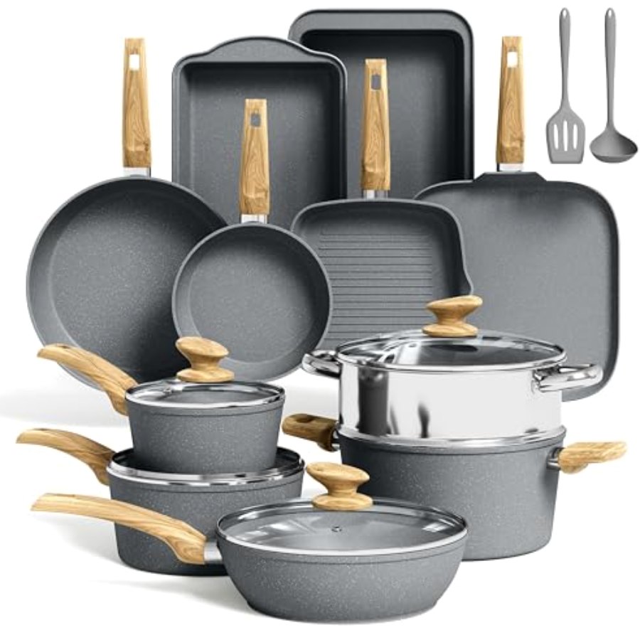 Kitchen Academy Granite Pots and Pans Set Non Stick