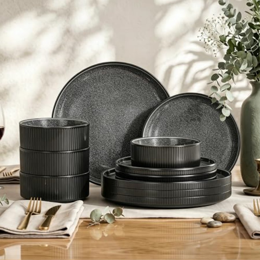 Kitchen Academy Stoneware Dinnerware Set for 4